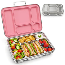Load image into Gallery viewer, CMKPL Stainless Steel Bento Lunch Box for Kids and Adults,5 Compartment Meal Lunch Box with Detachable Silicone Lid,Leak-Resistant Food Container for School and Office,BPA-Free