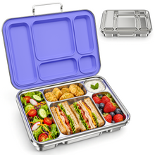 Load image into Gallery viewer, CMKPL Stainless Steel Bento Lunch Box for Kids and Adults,5 Compartment Meal Lunch Box with Detachable Silicone Lid,Leak-Resistant Food Container for School and Office,BPA-Free
