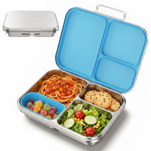 Load image into Gallery viewer, Pawtong Stainless Steel Bento Box for Kids , 3 Compartments Lunch Box with Removable Silicone Container, Reusable Metal Lunch Container for School, Work and Travel