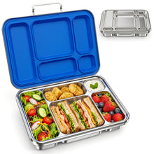 Load image into Gallery viewer, CMKPL Stainless Steel Bento Lunch Box for Kids and Adults,5 Compartment Meal Lunch Box with Detachable Silicone Lid,Leak-Resistant Food Container for School and Office,BPA-Free