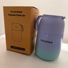 Load image into Gallery viewer, Loxinimn 10oz Kids Insulated Food Jar with Spoon, Wide Mouth Lunch Thermo for Hot Food Kids Adults, Vacuum Stainless Steel Thermo Lunch Box With Handle Folding Spoon for School, Office(Purple blue)