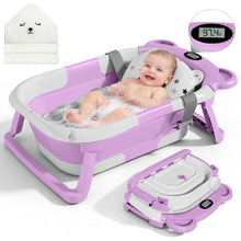 Load image into Gallery viewer, MOREFEEL Collapsible Baby Bathtub with Thermometer,0-36 Months