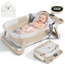 Load image into Gallery viewer, MOREFEEL Collapsible Baby Bathtub with Thermometer,0-36 Months