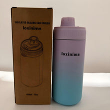 Load image into Gallery viewer, Loxinimn Universal Can Cooler with Lid Fits All 12oz Cans& Bottles, 100% Leak-Proof Water Bottle, 4-in-1 Insulated Can Cooler for Beer, Soda & Energy Drinks, Dishwasher Safe