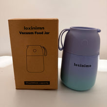 Load image into Gallery viewer, Loxinimn 10oz Kids Insulated Food Jar with Spoon, Wide Mouth Lunch Thermo for Hot Food Kids Adults, Vacuum Stainless Steel Thermo Lunch Box With Handle Folding Spoon for School, Office(Purple blue)