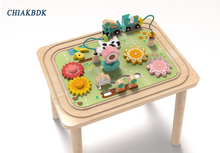 Load image into Gallery viewer, CHIAKBDK 3-in-1 Baby Activity Table for 6-36 Months Old Kids Wooden Activity Center Sensory Play Table for Toddlers with Bead Maze Shape Sorter Montessori Toys Sand Table Must Have Birthday Gift for Girls Boys