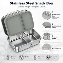 Load image into Gallery viewer, Pawtong Stainless Steel Bento Box for Kids, 2-Compartment Food-Grade Metal Lunch Box with Leak-Resistant Silicone Lid, Bpa-Free