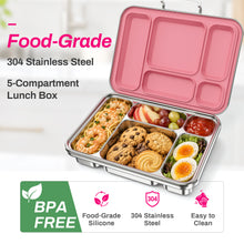 Load image into Gallery viewer, CMKPL Stainless Steel Bento Lunch Box for Kids and Adults,5 Compartment Meal Lunch Box with Detachable Silicone Lid,Leak-Resistant Food Container for School and Office,BPA-Free