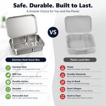 Load image into Gallery viewer, Pawtong Stainless Steel Bento Box for Kids, 2-Compartment Food-Grade Metal Lunch Box with Leak-Resistant Silicone Lid, Bpa-Free