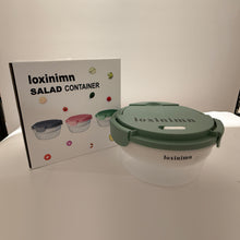Load image into Gallery viewer, Loxinimn Salad Container for Lunch 58oz, Bento Box Adult with 4 Compartments, Leakproof Large BPA-Free Bento Bowl with Lid for Adults - with Ice Pack & Dressing Cup for Meal Prep, Work, School