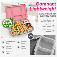 Load image into Gallery viewer, CMKPL Stainless Steel Bento Lunch Box for Kids and Adults,5 Compartment Meal Lunch Box with Detachable Silicone Lid,Leak-Resistant Food Container for School and Office,BPA-Free