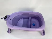Load image into Gallery viewer, Oaktots Collapsible Baby Bathtub for Newborn to Toddler 0-36 Months,Spacious Foldable Infant Bath Tub with Thermometer,Cushion & Drain Hole,Portable Travel Tub, Baby Shower Gift