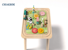 Load image into Gallery viewer, CHIAKBDK 3-in-1 Baby Activity Table for 6-36 Months Old Kids Wooden Activity Center Sensory Play Table for Toddlers with Bead Maze Shape Sorter Montessori Toys Sand Table Must Have Birthday Gift for Girls Boys
