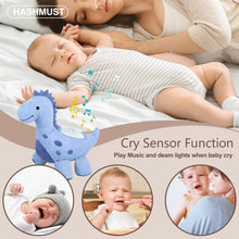 Load image into Gallery viewer, HASHMUST Baby Sleep Soother Cry Sensor Dinosaur Night Light Projector Baby Sound Machine Plush Stuffed Animal Toys for Boys Girls Pillow Ceiling for Toddler Lullabies & White Noise Sound
