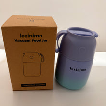 Load image into Gallery viewer, Loxinimn 10oz Kids Insulated Food Jar with Spoon, Wide Mouth Lunch Thermo for Hot Food Kids Adults, Vacuum Stainless Steel Thermo Lunch Box With Handle Folding Spoon for School, Office(Purple blue)