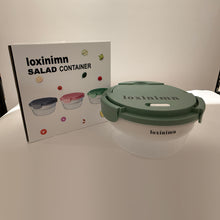 Load image into Gallery viewer, Loxinimn Salad Container for Lunch 58oz, Bento Box Adult with 4 Compartments, Leakproof Large BPA-Free Bento Bowl with Lid for Adults - with Ice Pack & Dressing Cup for Meal Prep, Work, School