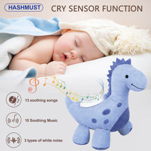 Load image into Gallery viewer, HASHMUST Baby Sleep Soother Cry Sensor Dinosaur Night Light Projector Baby Sound Machine Plush Stuffed Animal Toys for Boys Girls Pillow Ceiling for Toddler Lullabies & White Noise Sound