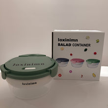 Load image into Gallery viewer, Loxinimn Salad Container for Lunch 58oz, Bento Box Adult with 4 Compartments, Leakproof Large BPA-Free Bento Bowl with Lid for Adults - with Ice Pack & Dressing Cup for Meal Prep, Work, School