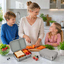 Load image into Gallery viewer, Pawtong Stainless Steel Bento Box for Kids, 2-Compartment Food-Grade Metal Lunch Box with Leak-Resistant Silicone Lid, Bpa-Free