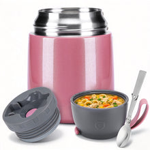 Load image into Gallery viewer, JSLOVE 17 oz Vacuum Insulated Steel Food Jar with Spoon, Leakproof Soup Thermo for Hot & Cold Food, Thermal Lunch Container Bento Box for Adults & Kids, School, Office & Travel