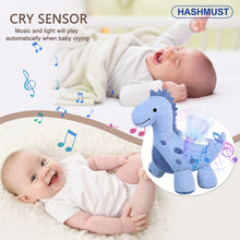 Load image into Gallery viewer, HASHMUST Baby Sleep Soother Cry Sensor Dinosaur Night Light Projector Baby Sound Machine Plush Stuffed Animal Toys for Boys Girls Pillow Ceiling for Toddler Lullabies & White Noise Sound