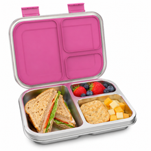 Load image into Gallery viewer, Stainless Steel Kids Bento Lunch Box, 3-Compartments with Silicone Container, Dishwasher-Safe