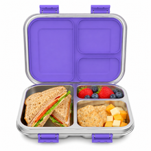 Load image into Gallery viewer, Stainless Steel Kids Bento Lunch Box, 3-Compartments with Silicone Container, Dishwasher-Safe
