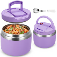 Load image into Gallery viewer, JSLOVE 14 oz Vacuum Insulated Food Jar for Kids with Spoon and Buckle Lid, Wide Mouth Leakproof Stainless Steel Thermo Lunch Container for Hot Food and Soup