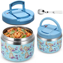 Load image into Gallery viewer, JSLOVE 14 oz Vacuum Insulated Food Jar for Kids with Spoon and Buckle Lid, Wide Mouth Leakproof Stainless Steel Thermo Lunch Container for Hot Food and Soup