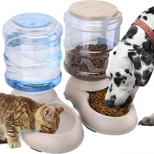 Load image into Gallery viewer, 2 Pack Automatic Cat Feeder and Water Dispenser in Set with Pet Food Mat
