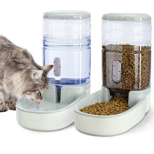Load image into Gallery viewer, JSLOVE 3.8L Automatic Dog Cat Feeder and Water Dispenser Set, 1 Gallon x 2 Gravity Pet Food Feeder and Waterer with Food Bowl for Small Medium Dogs, Puppies, Cats and Kittens