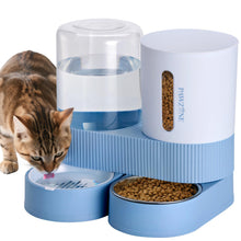 Load image into Gallery viewer, Automatic Cat Feeder and Water Dispenser Set, Gravity Pet Food Feeder with Stainless Steel Bowl, Large Capacity Food and Waterer for Cats, Kittens, Puppies and Small Dogs