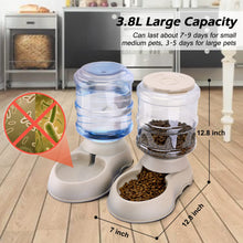 Load image into Gallery viewer, 2 Pack Automatic Cat Feeder and Water Dispenser in Set with Pet Food Mat