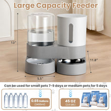 Load image into Gallery viewer, Automatic Cat Feeder and Water Dispenser Set, Gravity Pet Food Feeder with Stainless Steel Bowl, Large Capacity Food and Waterer for Cats, Kittens, Puppies and Small Dogs