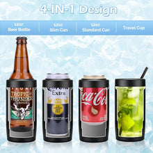 Load image into Gallery viewer, 4-in-1 Skinny Can Cooler Double Wall Stainless Steel Insulated Can Holder