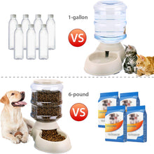 Load image into Gallery viewer, 2 Pack Automatic Cat Feeder and Water Dispenser in Set with Pet Food Mat