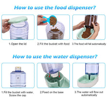 Load image into Gallery viewer, JSLOVE 3.8L Automatic Dog Cat Feeder and Water Dispenser Set, 1 Gallon x 2 Gravity Pet Food Feeder and Waterer with Food Bowl for Small Medium Dogs, Puppies, Cats and Kittens