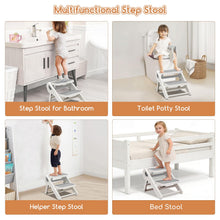 Load image into Gallery viewer, MoreFeel Foldable 2-Step Toddler Step Stool with Extra-Wide Non-Slip TPR Steps, Sturdy Kids Stool for Bathroom Sink, Handwashing and Kitchen, Easy Storage