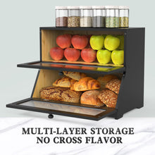 Load image into Gallery viewer, Double Layer Bamboo Bread Box for Kitchen