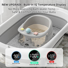 Load image into Gallery viewer, Baby Bath Seat for Babies 6 Months & up with Thermometer, Non-Slip Toddler Bath Seats for Sitting Up, Safe Infant & Newborn Bathtub Chair with 4 Suction Cups, Soft Cushion & Temperature Display, Gray