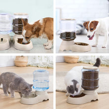 Load image into Gallery viewer, 2 Pack Automatic Cat Feeder and Water Dispenser in Set with Pet Food Mat
