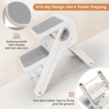 Load image into Gallery viewer, MoreFeel Foldable 2-Step Toddler Step Stool with Extra-Wide Non-Slip TPR Steps, Sturdy Kids Stool for Bathroom Sink, Handwashing and Kitchen, Easy Storage