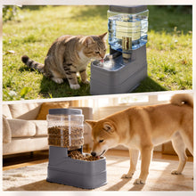 Load image into Gallery viewer, JSLOVE Automatic Feeder and Water Dispenser for Cats and Dogs, Adjustable Raised Base, Ice Pack, Stainless Steel Bowl, 1.3 Gallon Each, 2-Pack