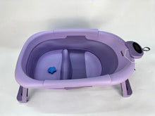 Load image into Gallery viewer, Oaktots Collapsible Baby Bathtub for Newborn to Toddler 0-36 Months,Spacious Foldable Infant Bath Tub with Thermometer,Cushion &amp; Drain Hole,Portable Travel Tub, Baby Shower Gift