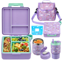 Load image into Gallery viewer, Bento Lunch Box for Kids with 17oz Soup Thermo,Insulated Tumbler Water Bottle and Insulated Lunch Bag,Leak-Proof 3 Compartment Lunch Food Container with Ice Pack for Kids to School