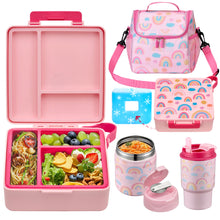 Load image into Gallery viewer, Bento Lunch Box for Kids with 17oz Soup Thermo,Insulated Tumbler Water Bottle and Insulated Lunch Bag,Leak-Proof 3 Compartment Lunch Food Container with Ice Pack for Kids to School