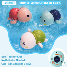 Load image into Gallery viewer, HASHMUST Bath Toys 3 Packs, Wind Up Swimming Turtle Toys for Age 1+ Year Old Baby Toddlers, Water Pool Bathtub Kids Toys, Cute Gift for Boys &amp; Girls
