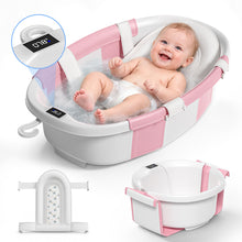 Load image into Gallery viewer, Collapsible Baby Bathtub with Soft Cushion and Thermometer