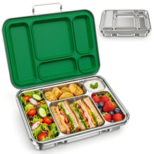 Load image into Gallery viewer, CMKPL Stainless Steel Bento Lunch Box for Kids and Adults,5 Compartment Meal Lunch Box with Detachable Silicone Lid,Leak-Resistant Food Container for School and Office,BPA-Free