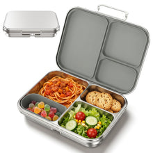 Load image into Gallery viewer, Pawtong Stainless Steel Bento Box for Kids , 3 Compartments Lunch Box with Removable Silicone Container, Reusable Metal Lunch Container for School, Work and Travel